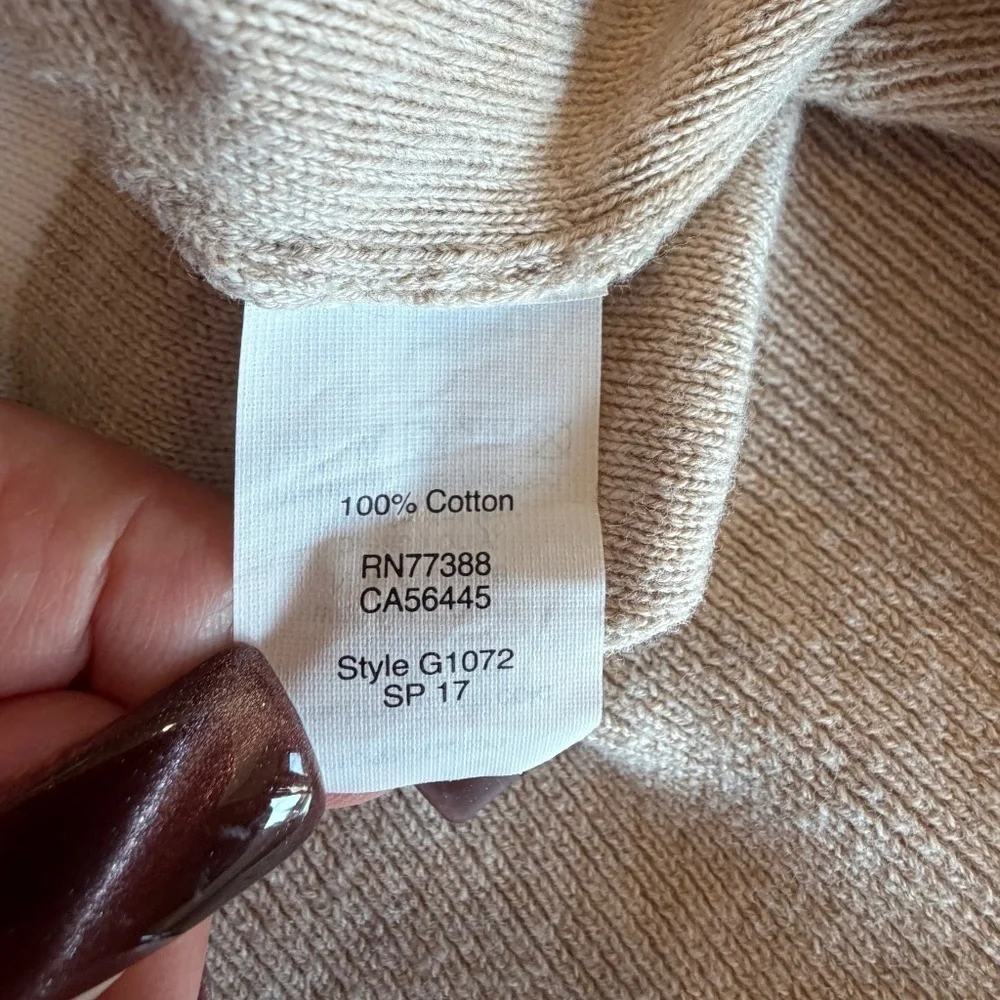 J. Crew Men's Hoodie Tan & Cream Striped Sweater, Size Medium